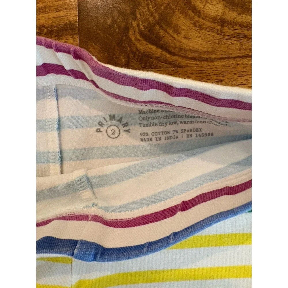 Primary Bike Shorts, Bright Rainbow Stripes, Size 2